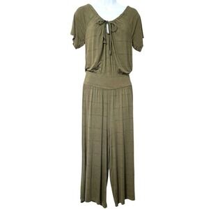 Sundance Felicity Jumpsuit Womens XS‎ Army Green Cropped Wide Leg Comfy Stretch